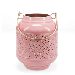 Enamel tealight lantern - dark pink