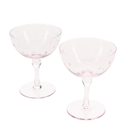 Etched star coupe glasses (set of 2) - Pink