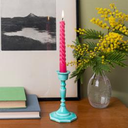 Enamel candlestick (13cm) - Aqua