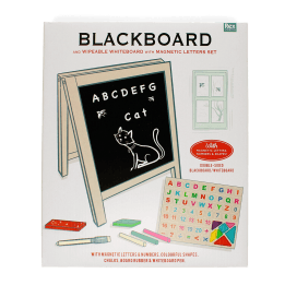 Tabletop blackboard and whiteboard easel set