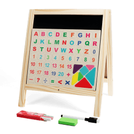 Tabletop blackboard and whiteboard easel set