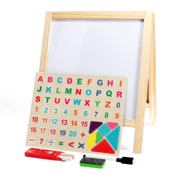 Tabletop blackboard and whiteboard easel set