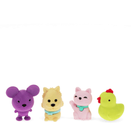 set of 4 colourful different animal erasers