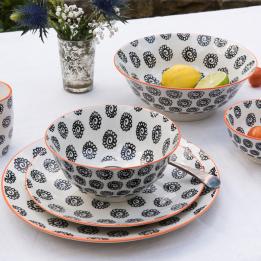 Japanese Dinner Plate Black Flowers