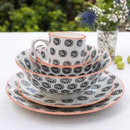 Japanese Dinner Plate Black Flowers