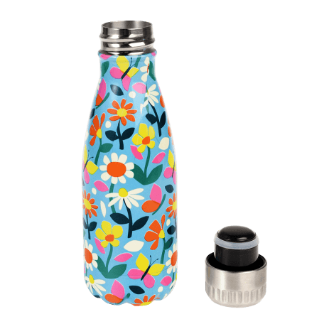 Butterfly Garden 260ml Stainless Steel Bottle with lid unscrewed