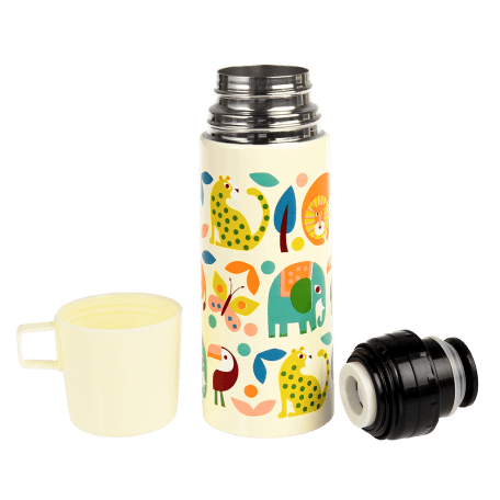 Wild Wonders flask with cup removed and lid unscrewed