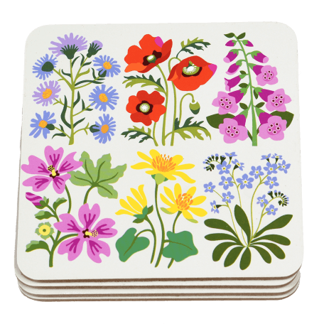 Wild Flowers coasters (set of 4) stacked