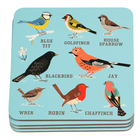 Garden Birds coasters (set of 4) stacked