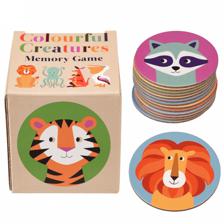 colourful creatures memory game box with pieces