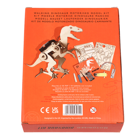 Motorised dinosaur kit box rear side