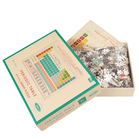 Periodic Table puzzle pieces and guide sheet in box