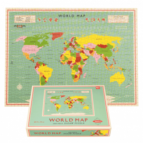 Completed World Map puzzle with box