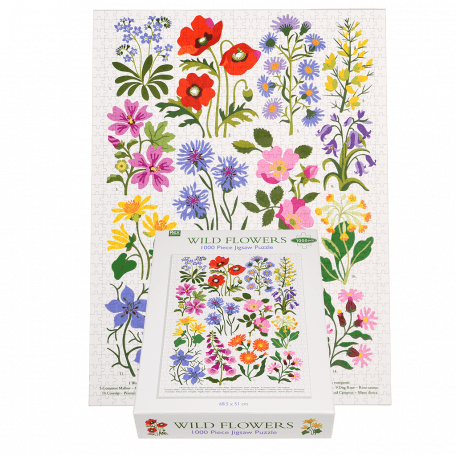 Completed Wild Flowers puzzle with box