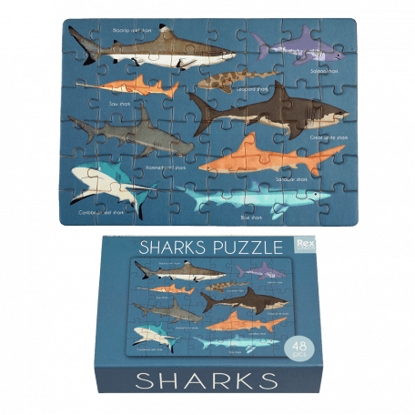 Sharks completed puzzle with box