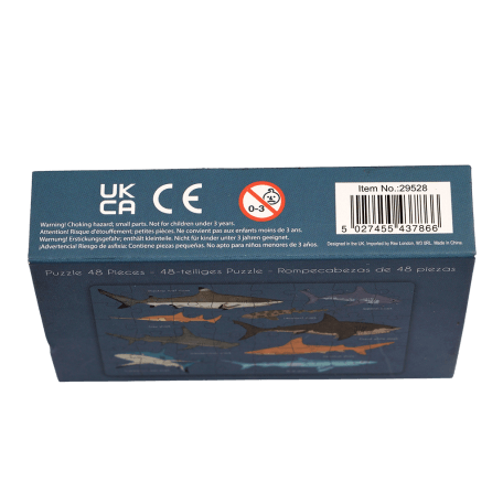 Sharks puzzle box side with safety information