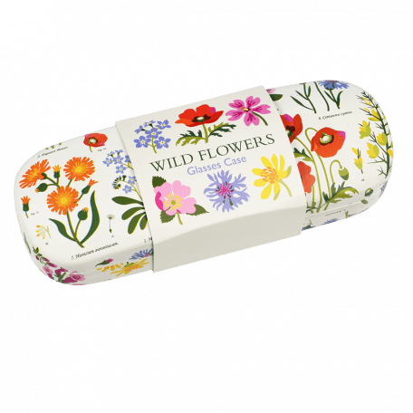 White hardshell glasses case with wild floral pattern