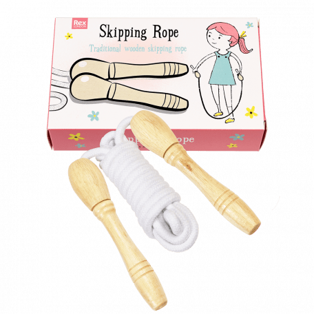 Traditional skipping rope unpacked with box