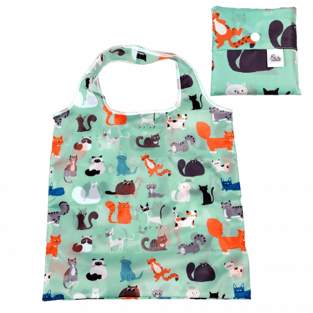 Nine lives recycled and reusable foldaway shopper bag