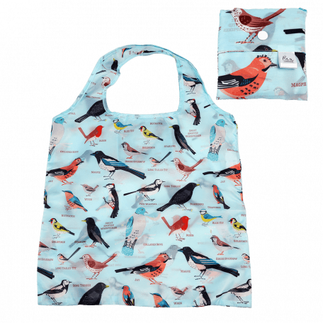 garden birds recycled and reusable foldaway shopper bag