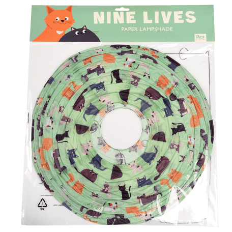 Nine Lives paper lampshade in packaging