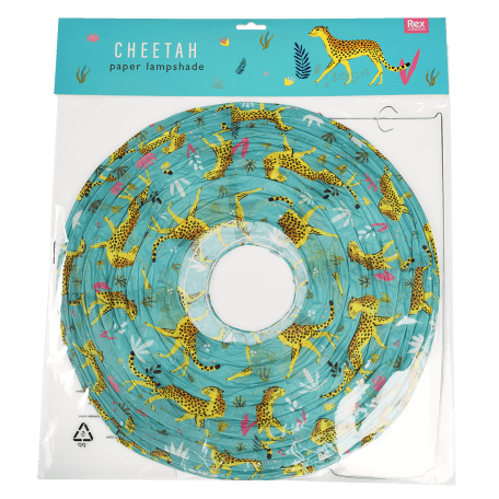 Cheetah paper lampshade in packaging