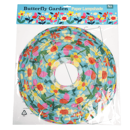 Butterfly Garden paper lampshade in packaging