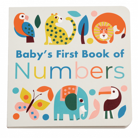 First book of numbers front cover with colourful graphics of wild animals