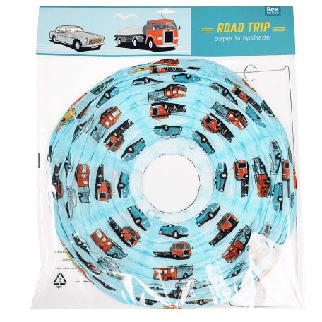 Road Trip paper lampshade in packaging