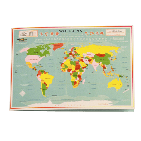 Shirt repair kit card sleeve with vintage style world map print