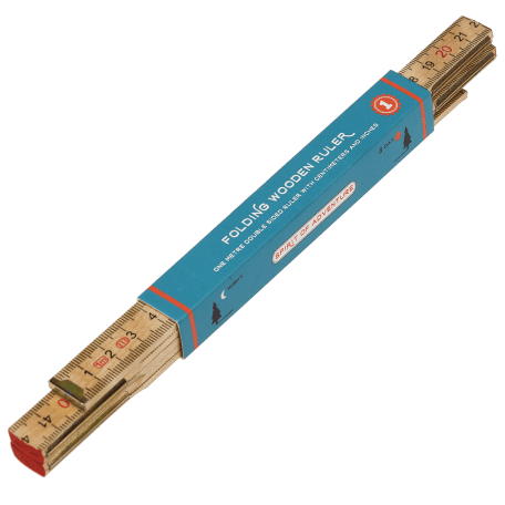 Folding wooden ruler in card wrap alternate angle