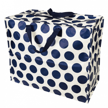 Recycled plastic jumbo storage bag in cream with navy spots