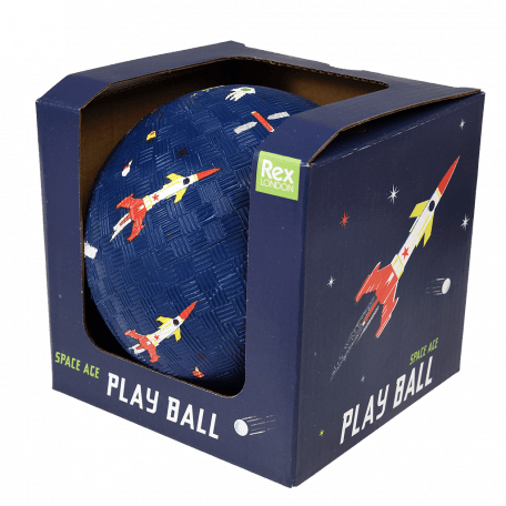 Space Age play ball in box side view