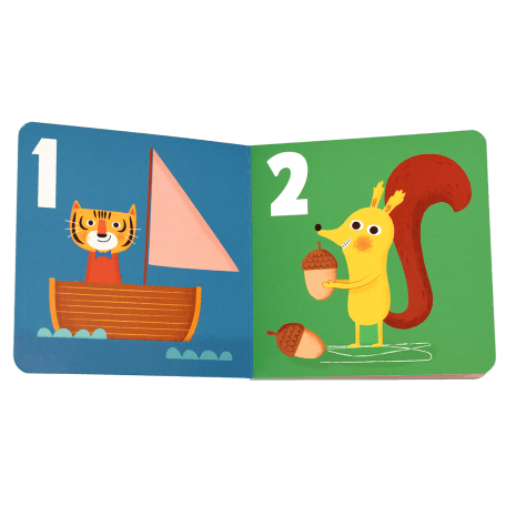 First book of numbers pages 1 and 2 with pictures of animals