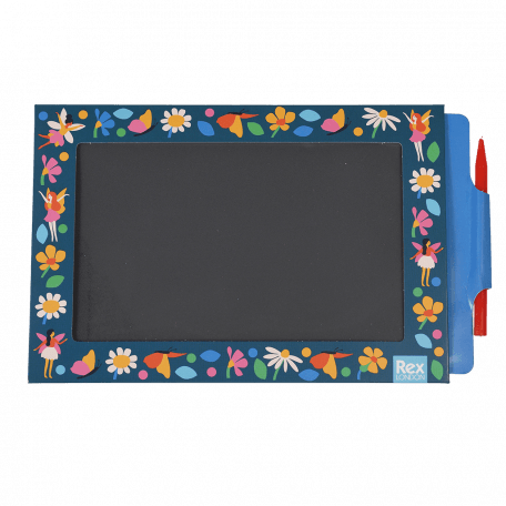 Magic Slate toy in dark blue with fairies, butterflies and flowers design