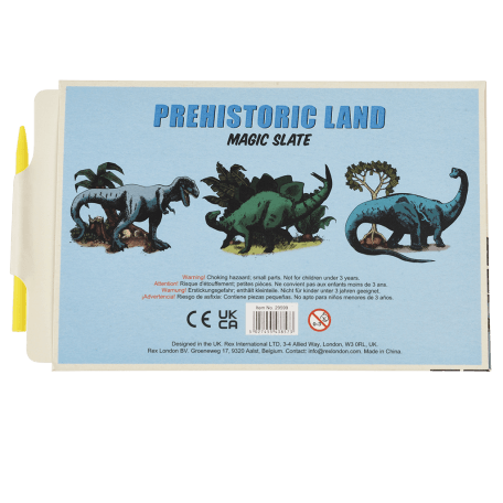 Prehistoric Land Magic Slate toy back with information