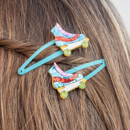 Roller Skate Glitter Hair Clips (set Of 2)