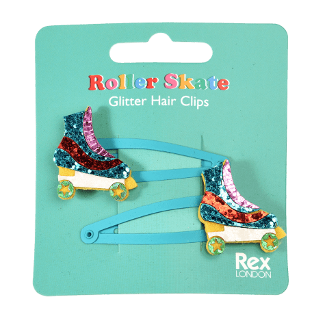 Roller Skate Glitter Hair Clips