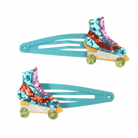 Roller Skate Glitter Hair Clips Set Of 2