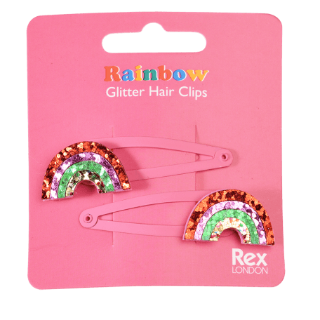  Rainbow Glitter Hair Clips (set Of 2)