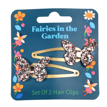 Fairies In The Garden Glitter Butterfly Hair Clips (set Of 2)