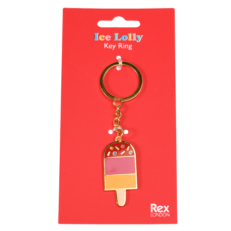 Keyring with ice lolly charm attached to packaging