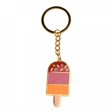 Gold coloured keyring with ice lolly charm