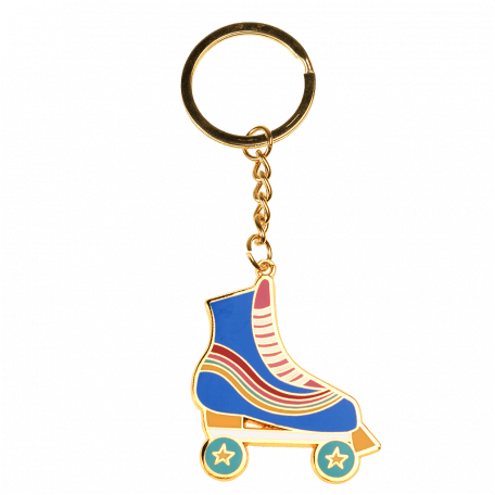 Gold coloured keyring with roller skate charm