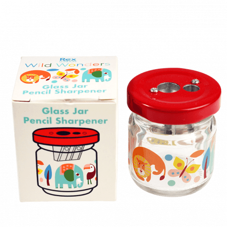 Wild Wonders glass jar pencil sharpener with box