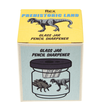 Prehistoric Land glass jar pencil sharpener box