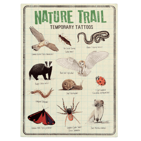 Nature Trail temporary tattoos card sleeve packaging front