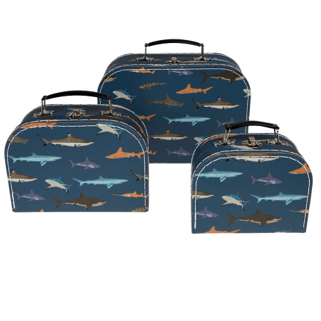 Set of 3 Sharks design cardboard storage cases