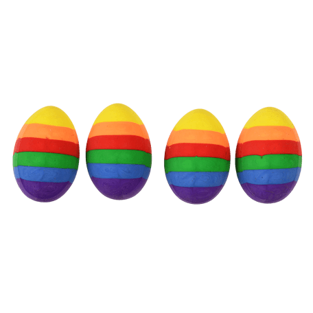 4 rainbow coloured erasers in shape of eggs