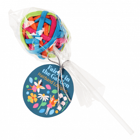 Fairies in the Garden hairband lollipop in packaging